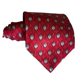 Palatina | Holiday 100% Silk Red Shield Print Design Classy Neck Tie Made USA
